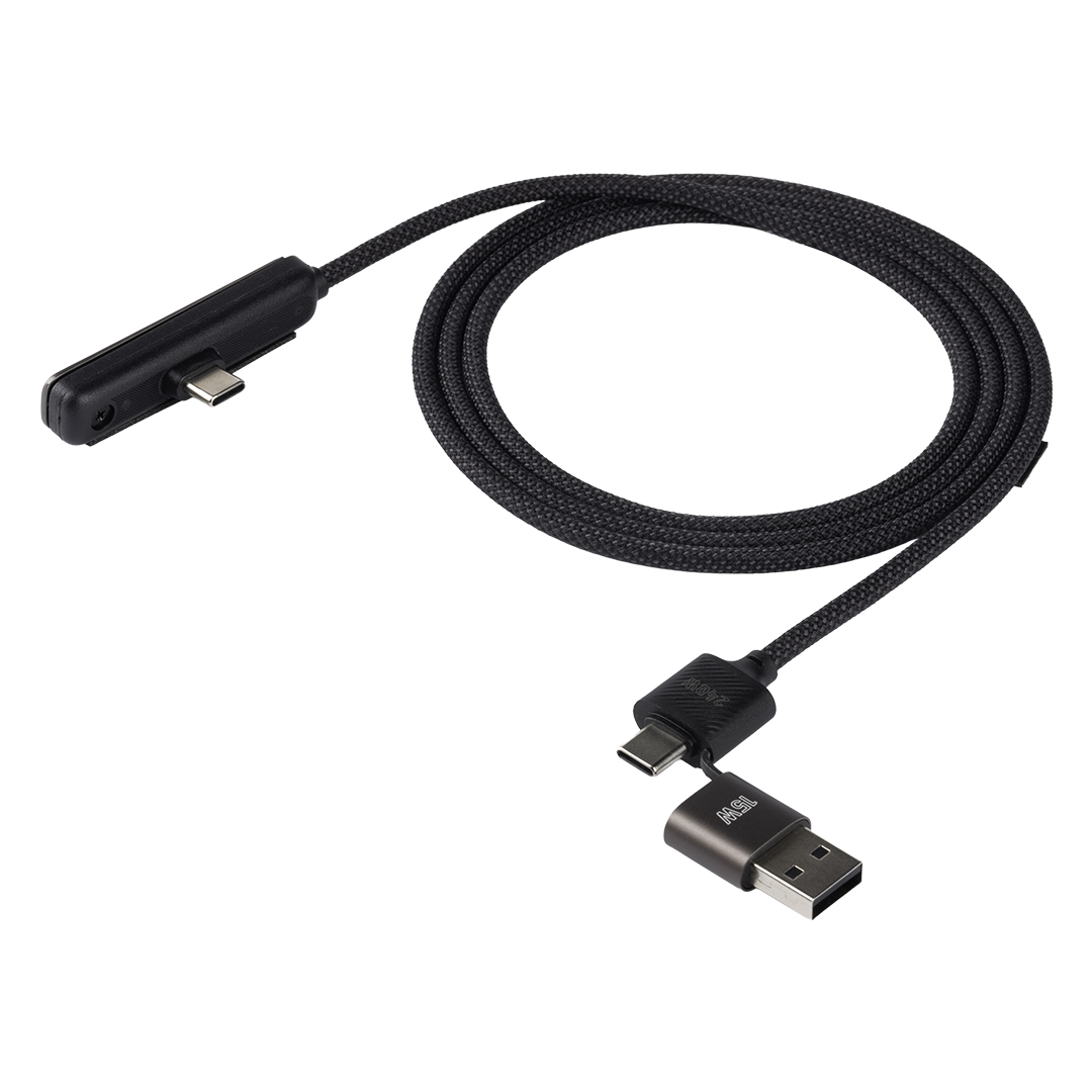 USB / Type C charging ang data cable, with rotating mobile phone stand, 2 in 1, 240W